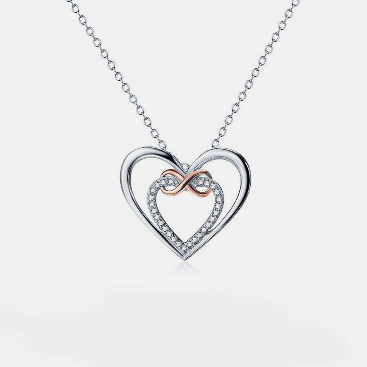 Heart Shape Inlaid Zircon 925 Sterling Silver Necklace for Women