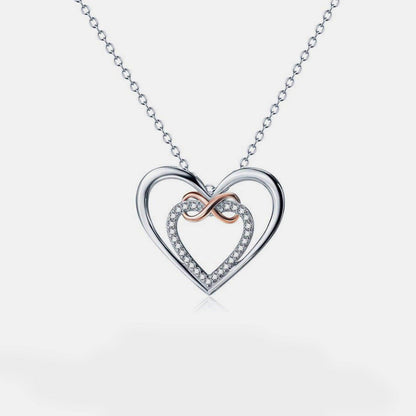 Heart Shape Inlaid Zircon 925 Sterling Silver Necklace for Women
